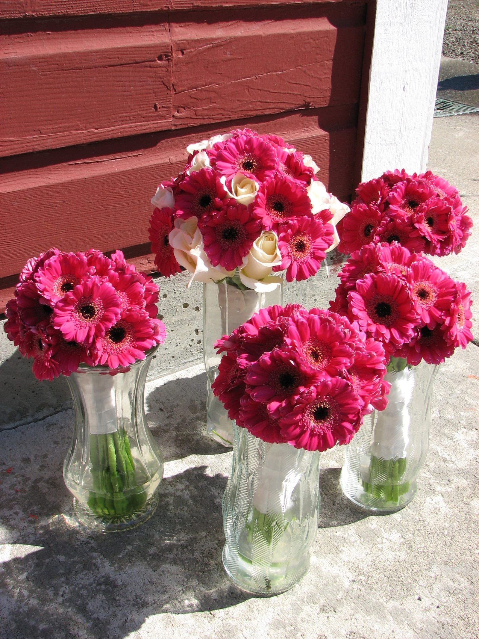 Magenta bridal party bouquets